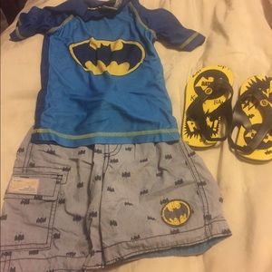 Baby Gap Swim Trunks & Flip Flops w/ DC Rash Guard
